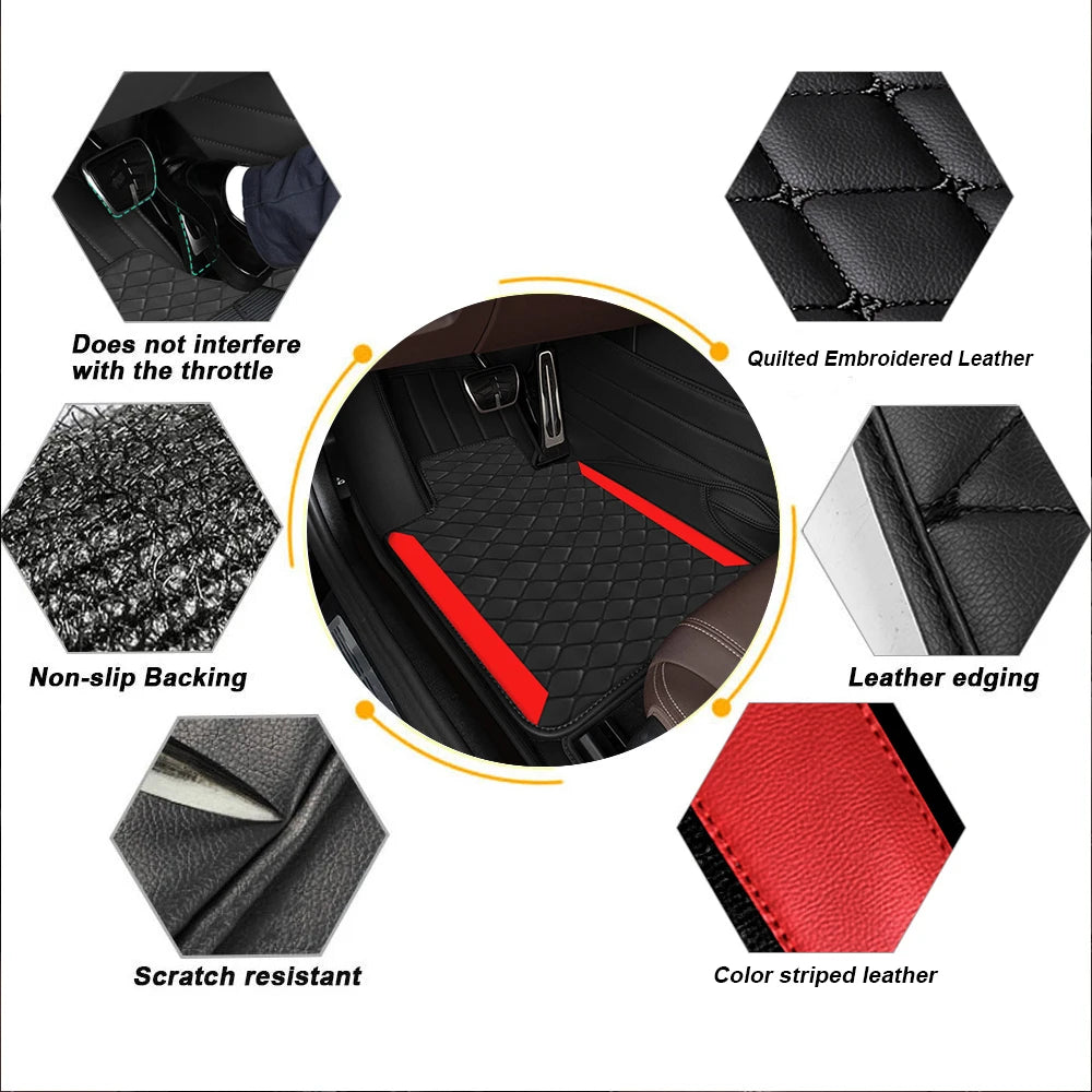 4pcs Luxury Carpet Floor Mat Set For Left-Hand Drive Universal Car Mat Protection Pad Pu Leather For Wear-Resistant Non Slip