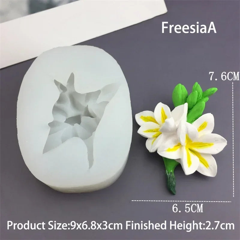 3D Flower Shape Fondant Mold Aromatherapy Candle Silicone Mold Cake Chocolate Decoration Baking Tool Craft Gifts Making Mould