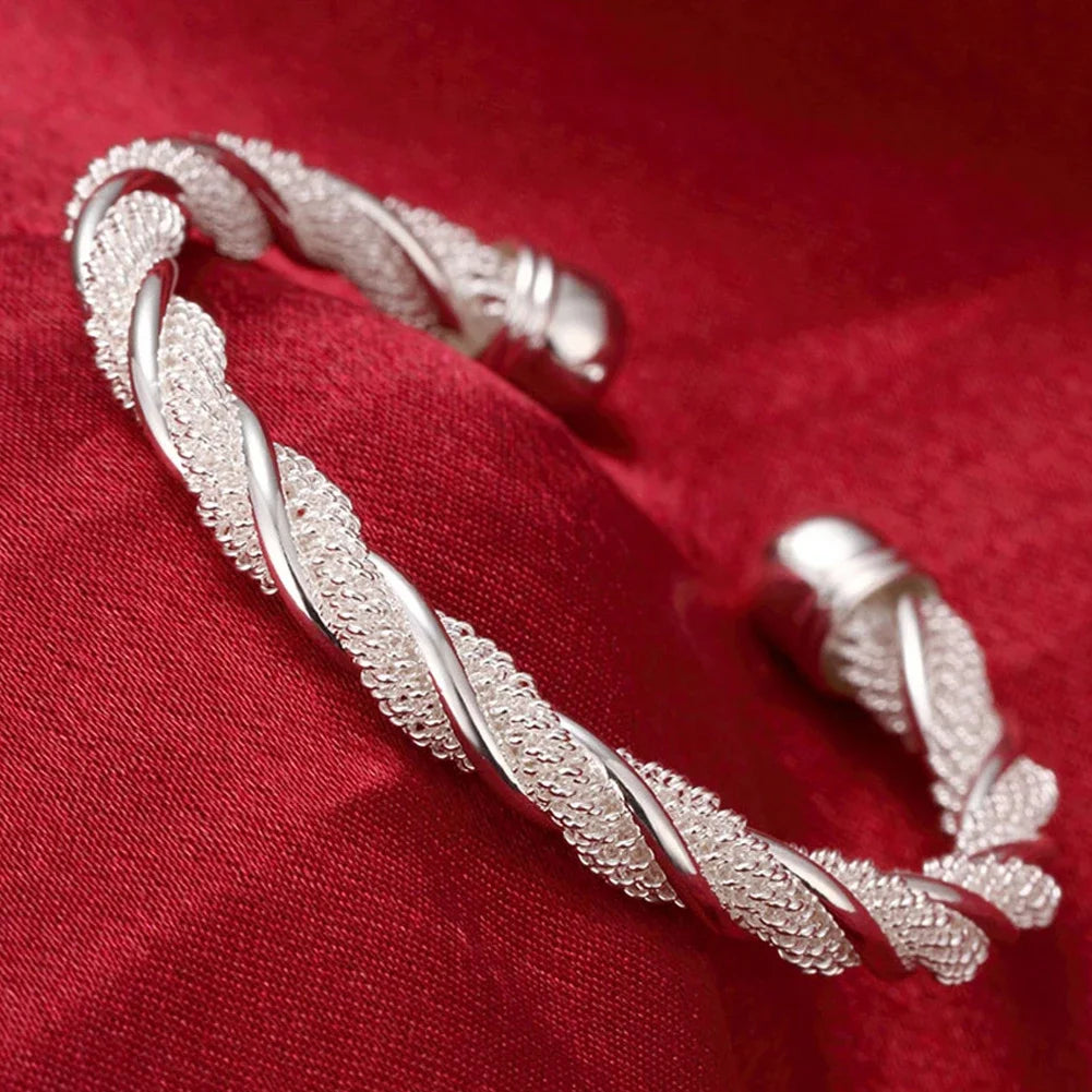 Trendy 925 Sterling Silver Bangles Bracelet Charms