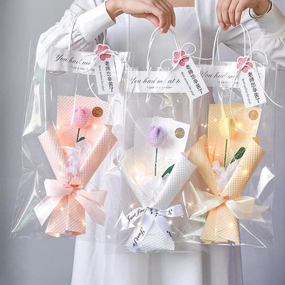 Crochet Flower Bouquet Mother's Day Gifts with LED Light String Hand Knitted Flowers Graduation Artificial Flowers Decor
﻿ 
﻿