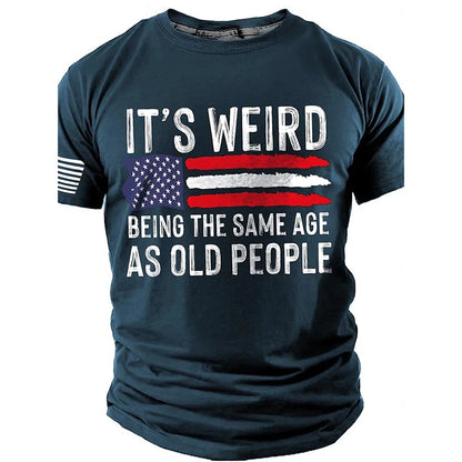 Men’s Retro Flag Skull T‑Shirt – 3D Print Short Sleeve Casual Summer Tee