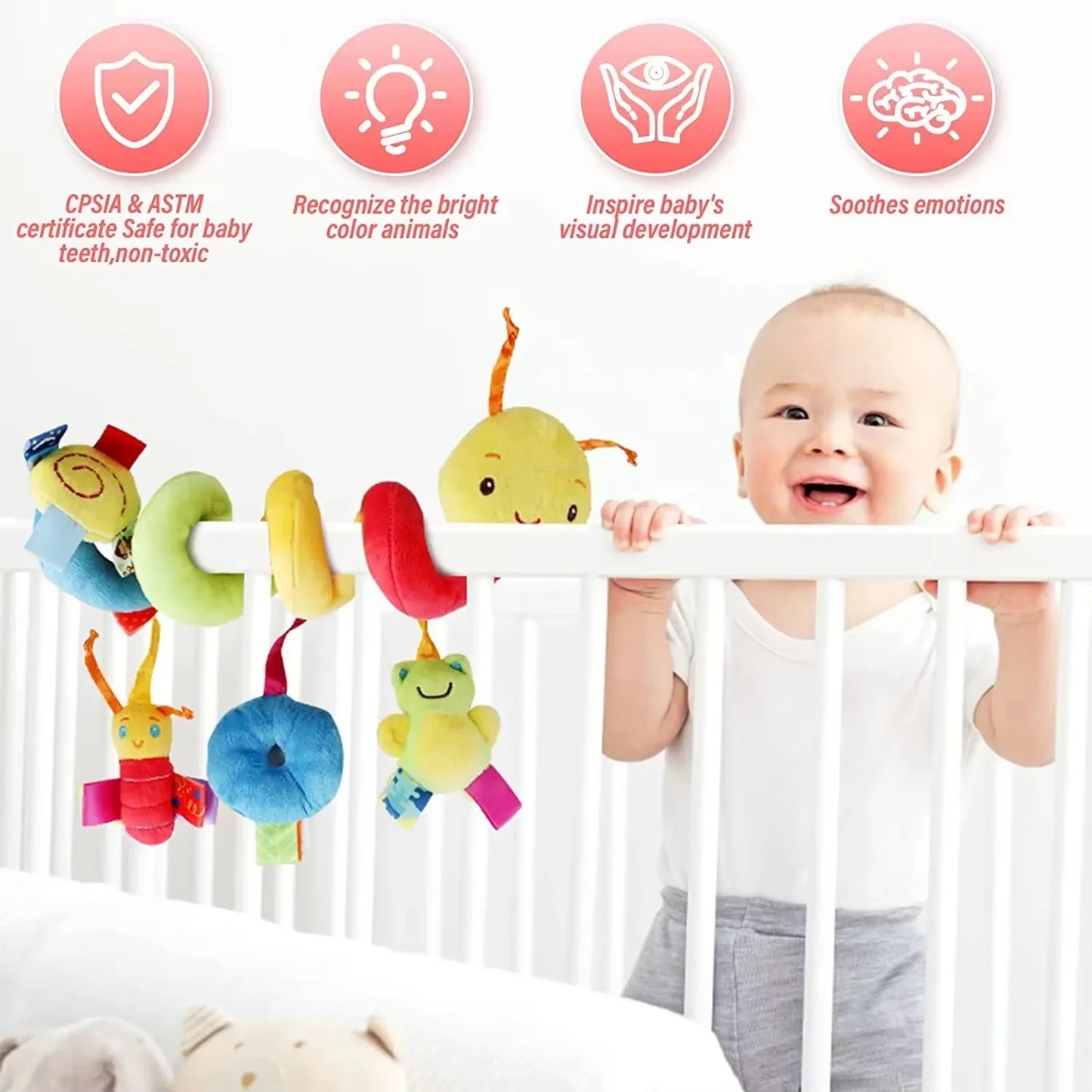 Baby Crib Hanging Rattles Toys Car Seat Toy Soft Mobiles Stroller Crib Cot Spiral Toy Pram Hanging Dolls for Babies Newborn Gift