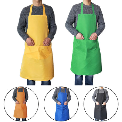 New Waterproof Oil Cooking Apron Chef Aprons Women Men Kitchen Apron with Front Pocket Dishwashing Cleaning Accessories Aprons