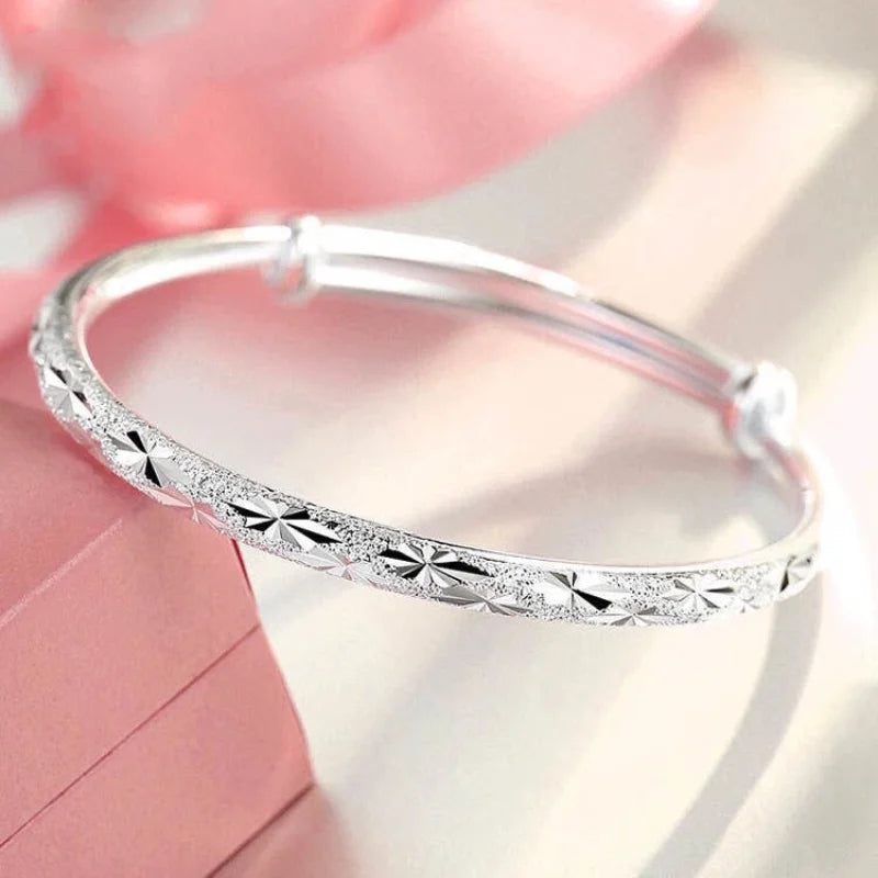 Luxury 925 Sterling Silver Bracelets For Women Vintage Original Starry Sky Carving Adjustable Bangles Party Wedding Fine Jewelry