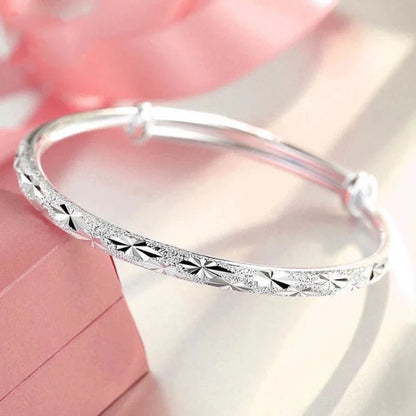 Luxury 925 Sterling Silver Bracelets For Women Vintage Original Starry Sky Carving Adjustable Bangles Party Wedding Fine Jewelry