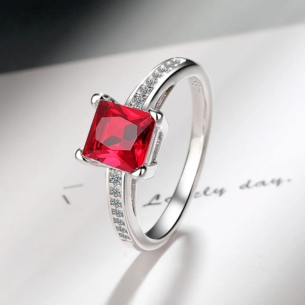 925 Sterling Silver Rings Size 5#-10# Quadrate Zircon High Quality For Women Fine Wedding  Jewelry Accessories Party Gifts