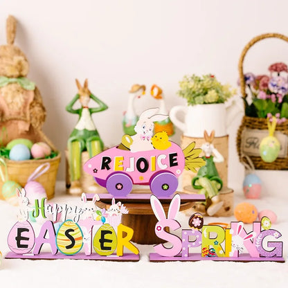 Wooden Easter Standing Rabbit – Spring Table Ornament Decor