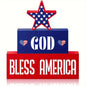 3Pcs 4th of July Patriotic Decorations GOD BLESS AMERICA Wooden Signs, Fourth of July Red White Blue Decorations for Memorial