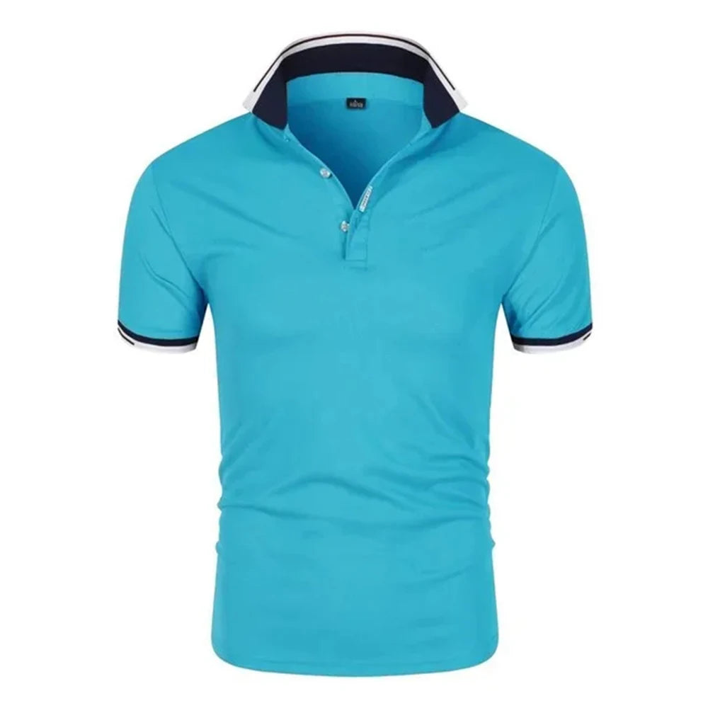 Men’s Summer Polo Shirt – Short Sleeve Contrast‑Color Casual Streetwear Collar Top