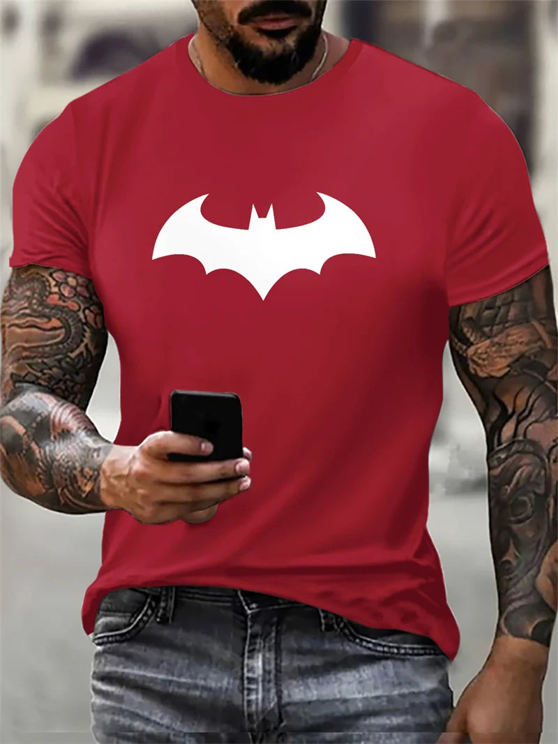 Fashion Bat Pattern Men's T-Shirts Summer Short Sleeve Outdoor Street 3d Printed Hip Hop T Shirt 6XL Plus Size Casual Tops