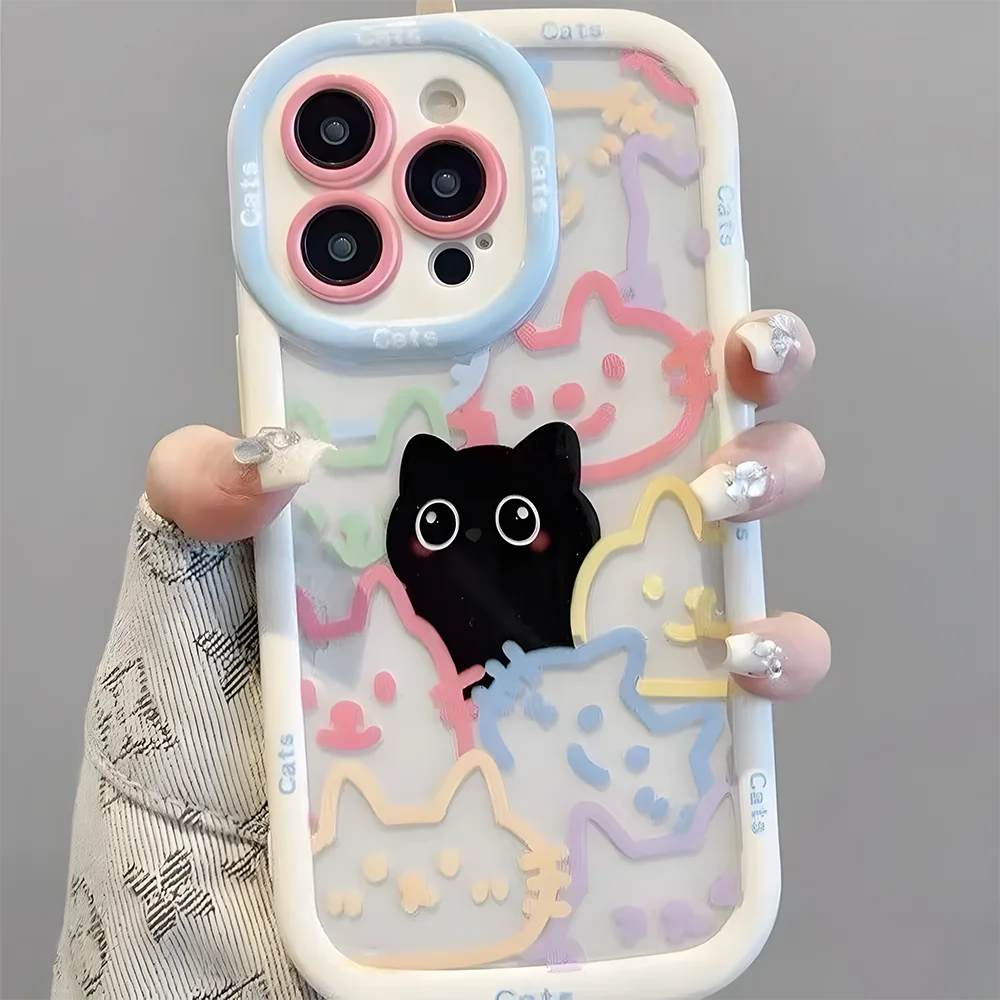 Cat Animal Phone Case For iPhone iPhone 11 12 13 14 15 16 Pro Max SE Silicone Soft Cover