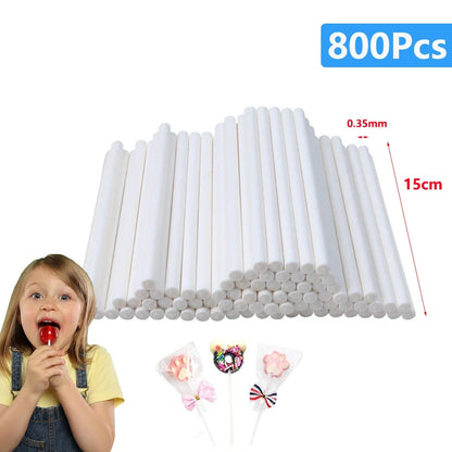 20-1500Pcs Paper Lollipop Sticks Solid Core White for Party Dining Chocolate Sugar Candy Lolly Pop Sucker sticks Cake Pop Stick