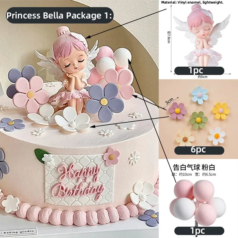Angel Wing Princess Cake Topper – Fairy Ballet Dance Girl Decor for 1st Birthday, Gender Reveal & Baby Shower