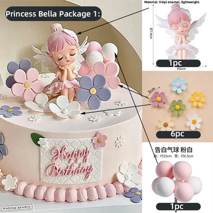 Angel Wing Princess Cake Topper – Fairy Ballet Dance Girl Decor for 1st Birthday, Gender Reveal & Baby Shower