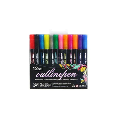 Double Line Highlighter Art Pens 36 Color