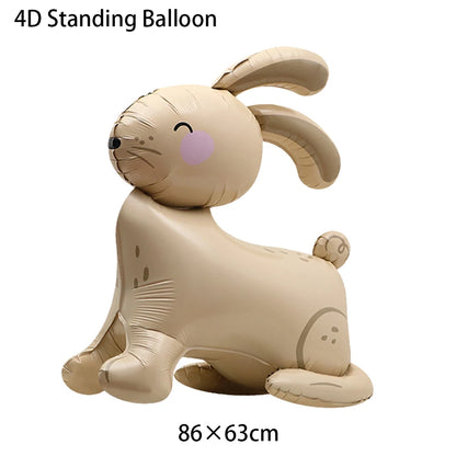 Cute Cartoon White Bunny Aluminum Foil Balloons Rabbit Happy Easter Party Decoration Supplies Children Favor Birthday Party Gift