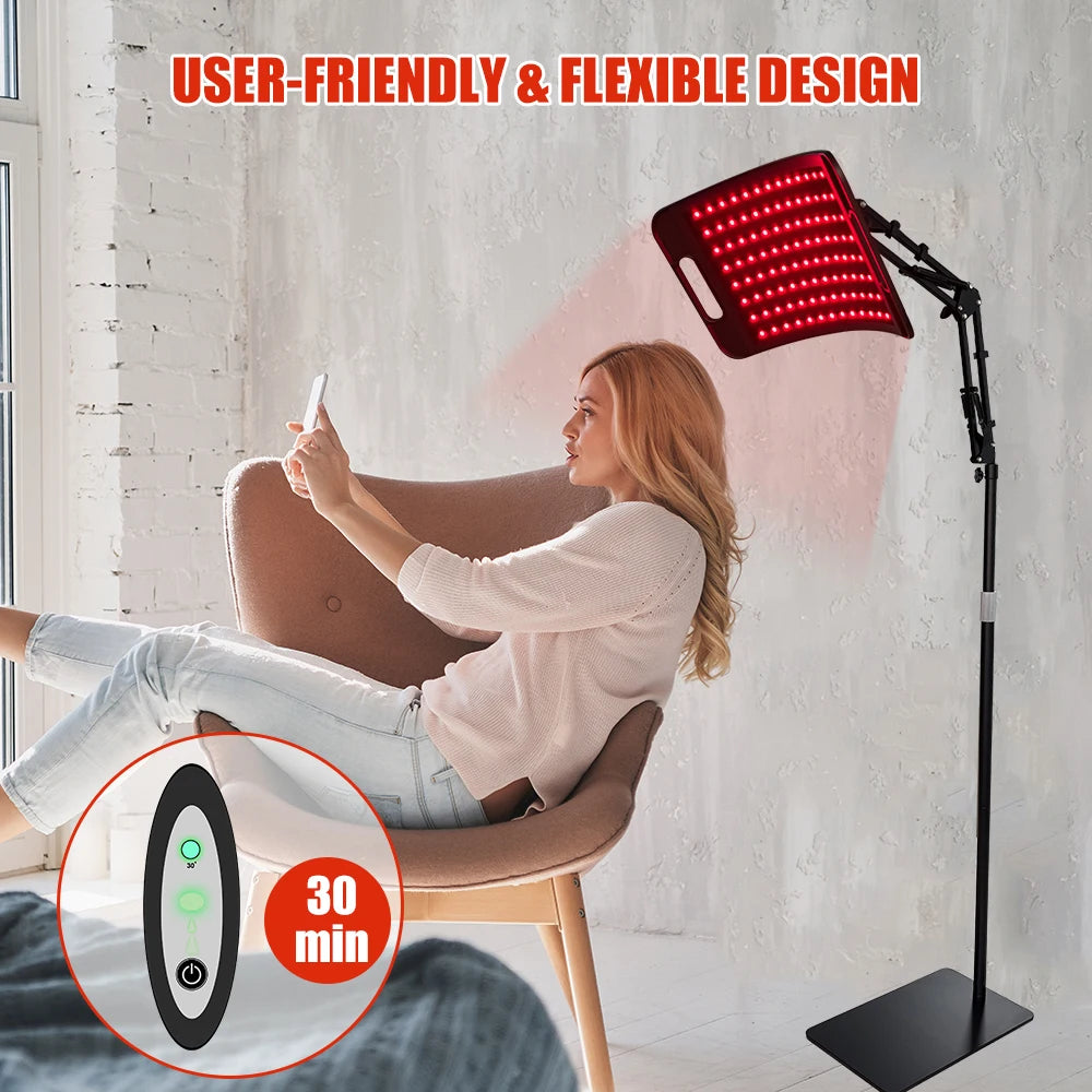 Red Light Therapy Panel – 660nm/850nm Near‑Infrared Lamp with Adjustable Stand & Timer