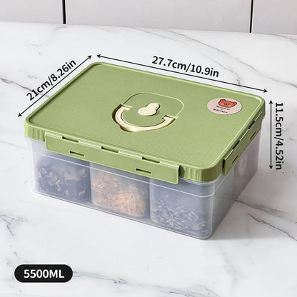 Plastic Divided Meat Food Storage Box Large Capacity Refrigerator Frozen Fresh-keeping Box Kitchen Sealed Storage Container