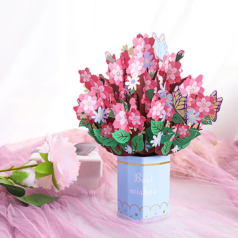 3D Pop Up Flower Greeting Cards Wedding Card Anniversary Thanksgiving Valentines Day Birthday Gift Thank You Card Handmade Cards