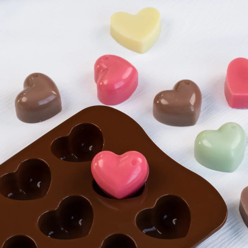 Multi Size Love Silicone Chocolate Mold Heart Candy Jelly Baking Set Ice Cake Mould Candle Soap Making Set Valentine's Day Gifts