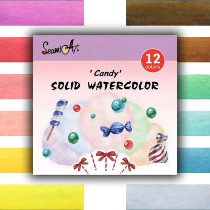 12Color Skin/Ocean/Candy/Morandi Solid Watercolor Set