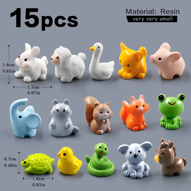 10Pcs Easter Rabbit Dinosaurs Capybara Duck Fox Pig Cat Turtle Frog Bird Figurine Miniature Fairy Garden Decoration Accessories