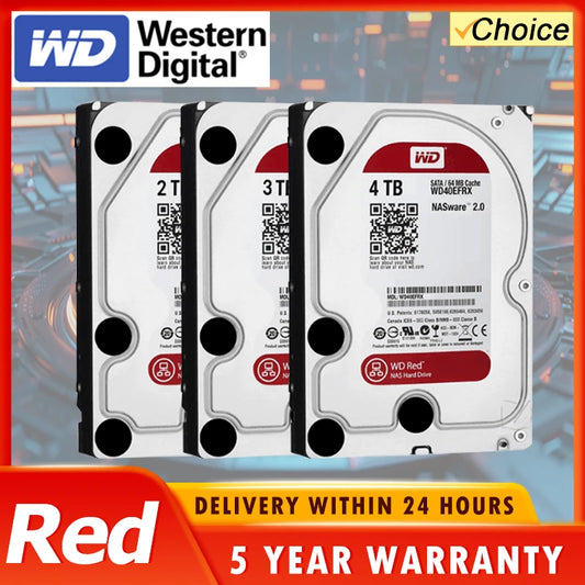 Western Digital WD 4TB 2TB 3TB 6TB Red NAS Hard Disk Drive 3.5"  Internal Hard Drive  SATA 6Gb/s 64MB Cache For Desktop