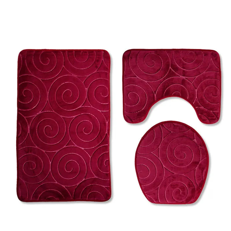 Set of 3 Bathroom Bath Mat Set  Soft Non Slip or 2PCS Cobblestone Absorbent Bathroom Mat Rug Carpets and Toilet Lid