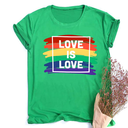 Love Is Love Print Women's T-shirt Pride Rainbow Print