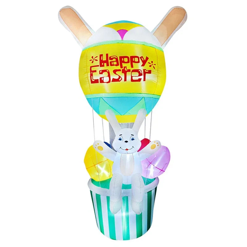 Easter Inflatable Outdoor Toys Easter Bunny Family Eggs Carrot with Build-in LEDs Blow Up Decorations for Party Yard Garden Lawn