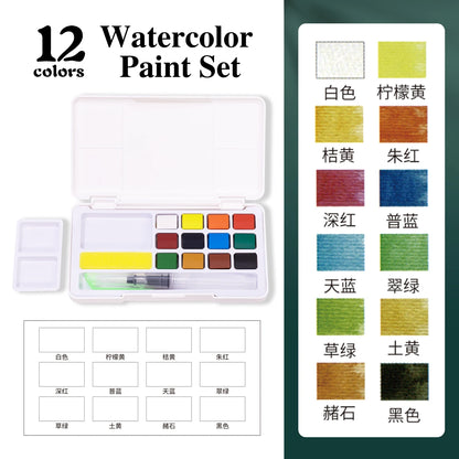 Watercolor Paint Set with Water Brush Pens --12/24/36/48 Colors
