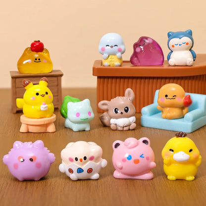 6‑Piece Pokémon Mini Figure Set – Pikachu, Charmander, Bulbasaur Luminous Q‑Version Toys