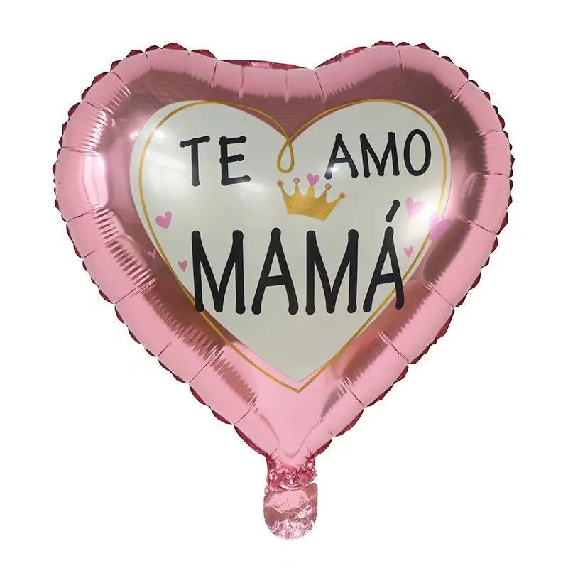 10pcs 18inch spanish mother foil balloon i loveyou have mom balloon heart gift mother's day adult birthday decoration
