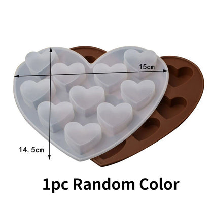 Multi Size Love Silicone Chocolate Mold Heart Candy Jelly Baking Set Ice Cake Mould Candle Soap Making Set Valentine's Day Gifts