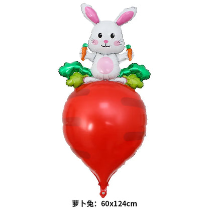 Cute Cartoon White Bunny Aluminum Foil Balloons Rabbit Happy Easter Party Decoration Supplies Children Favor Birthday Party Gift