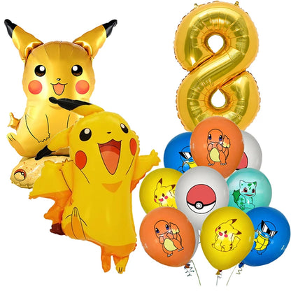 Pokémon birthday party decoration Balloon Disposable Tableware Tablecloth Straws Cup Plates Baby Shower Supplies
