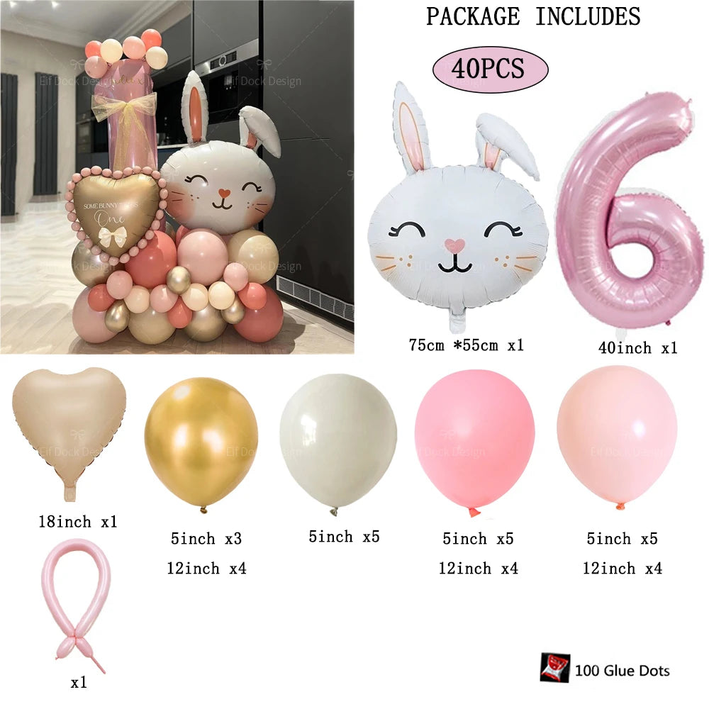 Easter Bunny Balloon with a Number for Kds Celebration