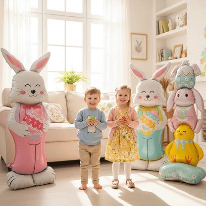3D Standing Easter Foil Balloon Giant Rabbit Carrot Chick Egg Balloons Easter Party Decoration Kids Gift Air Filled Garden Decor