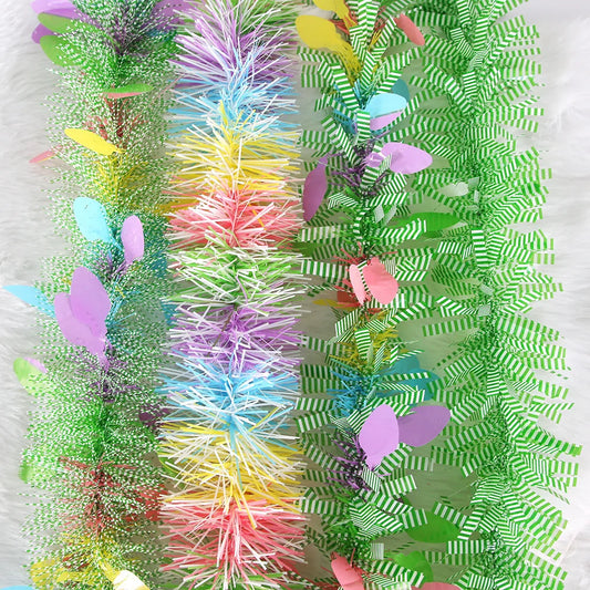 2m Colorful Easter Grass Tops Hanging Holiday Decor for Home Courtyard Easter Party Supplies Latte Art Strips Easter Eggs
