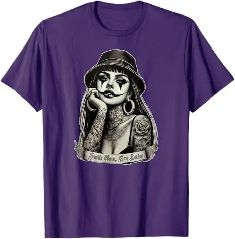 Chicana Payasa Clown Tee – Smile Now Cry Later Graphic Shirt