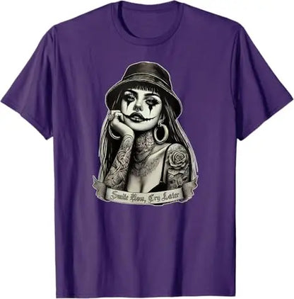 Chicana Payasa Clown Tee – Smile Now Cry Later Graphic Shirt