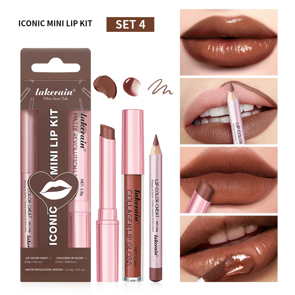 Matte Black Lipstick Set – Waterproof Velvet Liquid Lip Gloss & Lip Liner