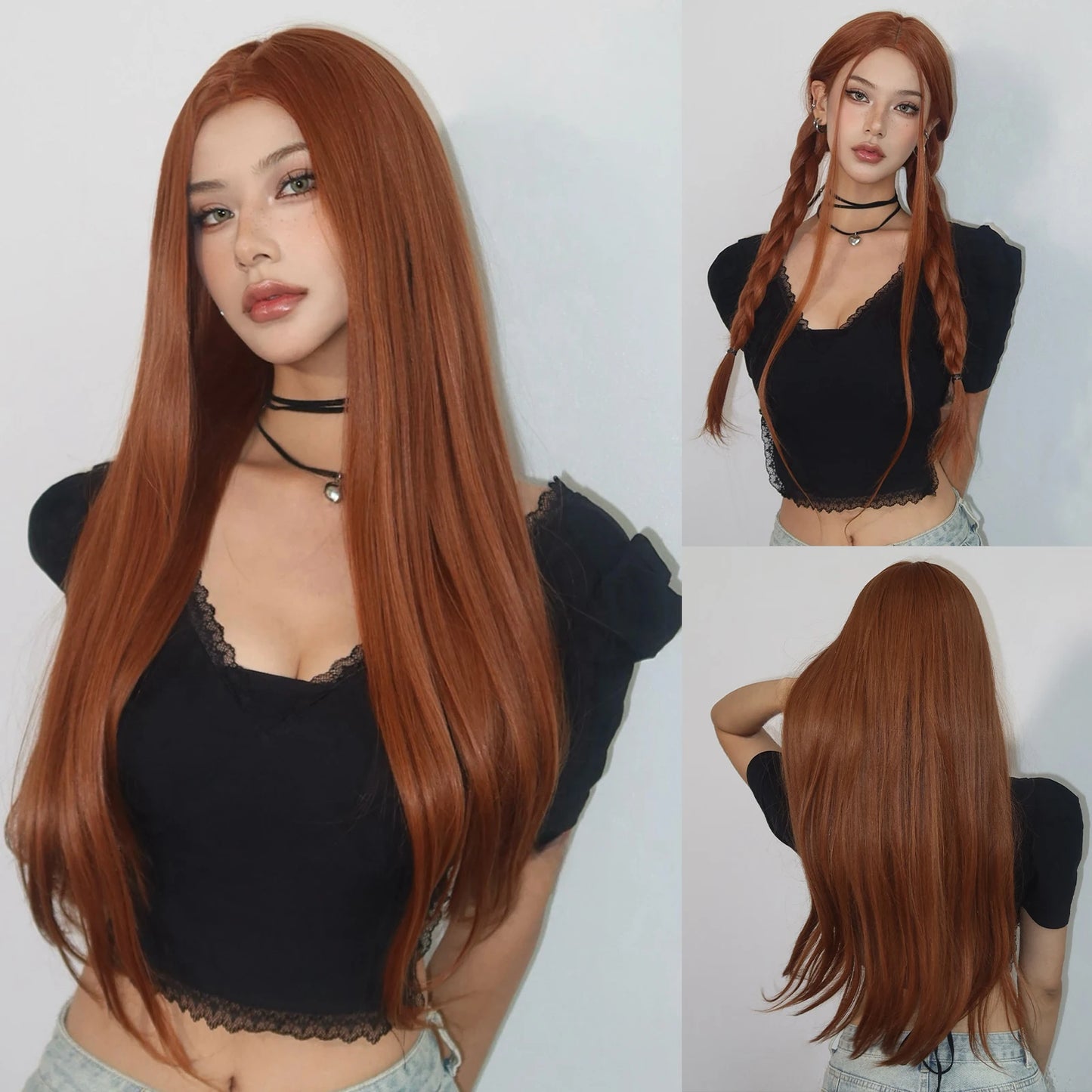 Long Straight Blonde Synthetic Wigs highlight Golden Hair Natural Female wig Middle Part Wigs For Cosplay Party Heat Resistant