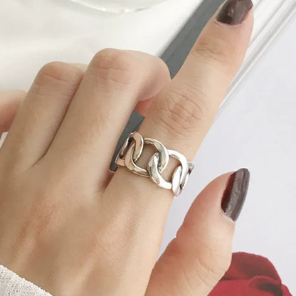 925 Sterling Silver Rings For Women Men Fine Jewelry Finger Adjustable Open Vintage Chain Ring