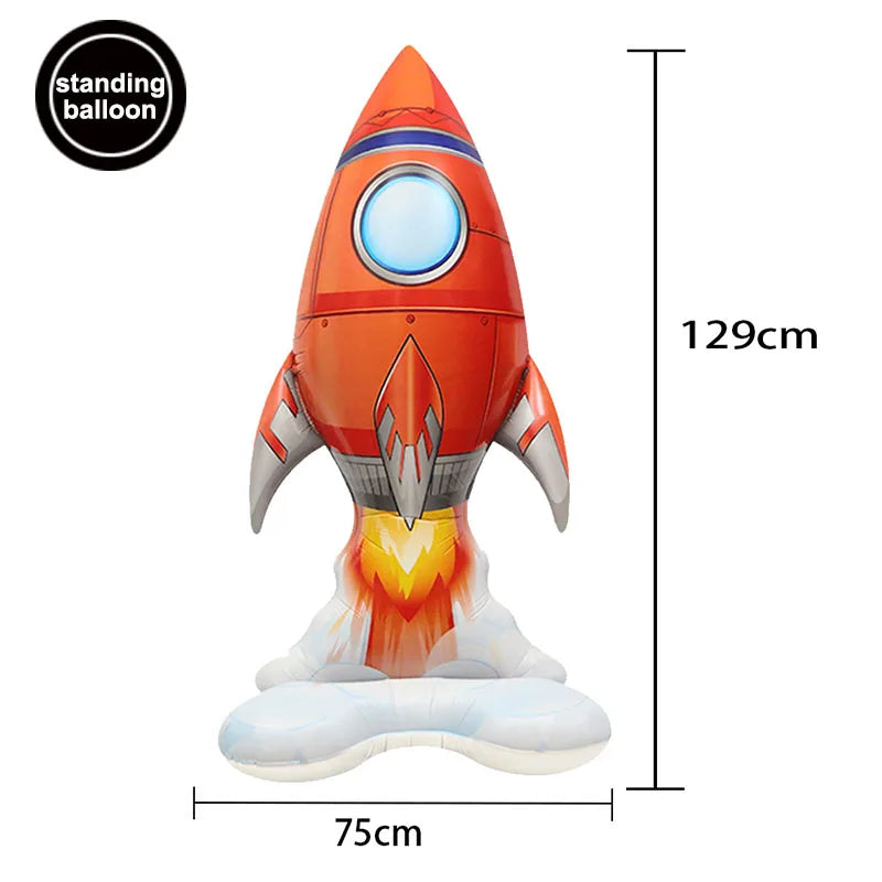 Large Standing Astronaut Balloon Rocket Balloon Outer Space Galaxy Theme Birthday Party Decoration