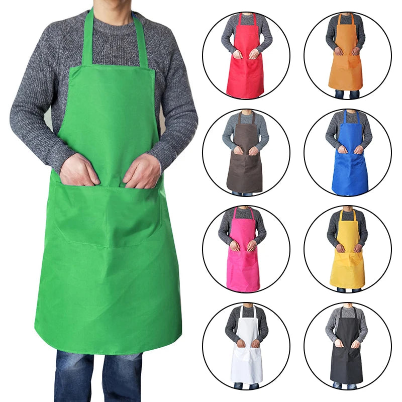 New Waterproof Oil Cooking Apron Chef Aprons Women Men Kitchen Apron with Front Pocket Dishwashing Cleaning Accessories Aprons