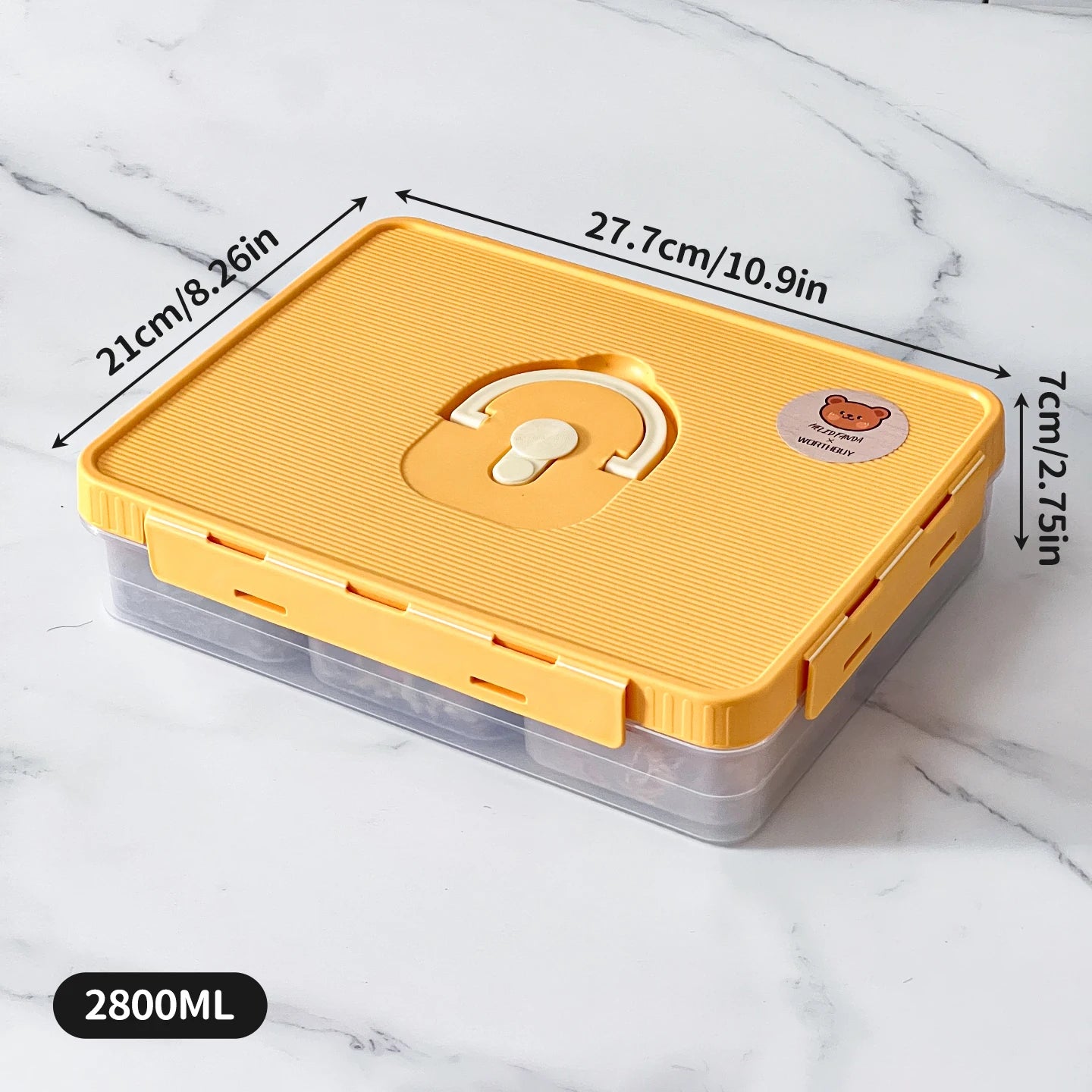 Plastic Divided Meat Food Storage Box Large Capacity Refrigerator Frozen Fresh-keeping Box Kitchen Sealed Storage Container
