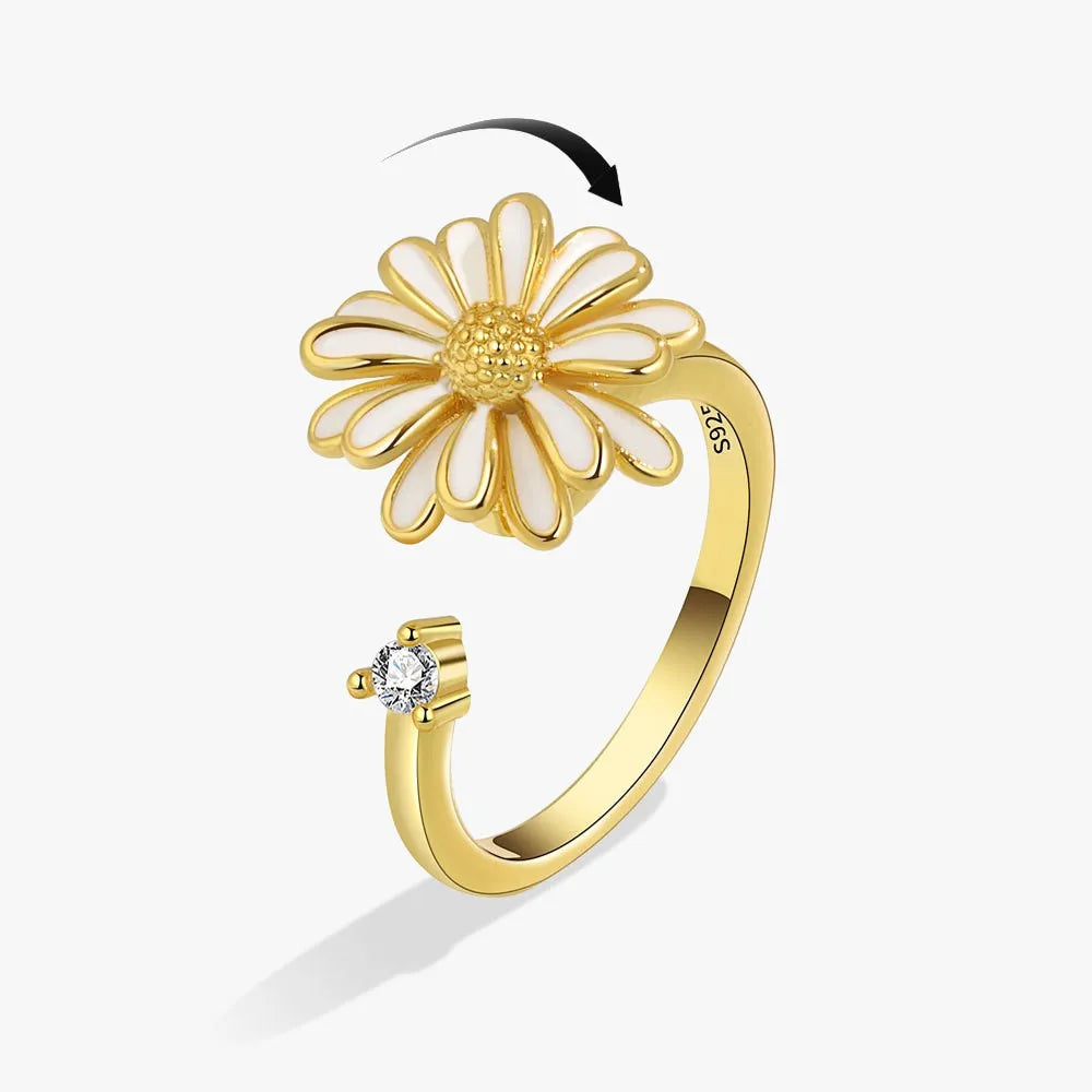 Fidget Spinner Ring Anxiety for Women Multiple Crystal Flower Eye Butterfly Animal Ring Rotate Anti Stress Wedding Jewerly