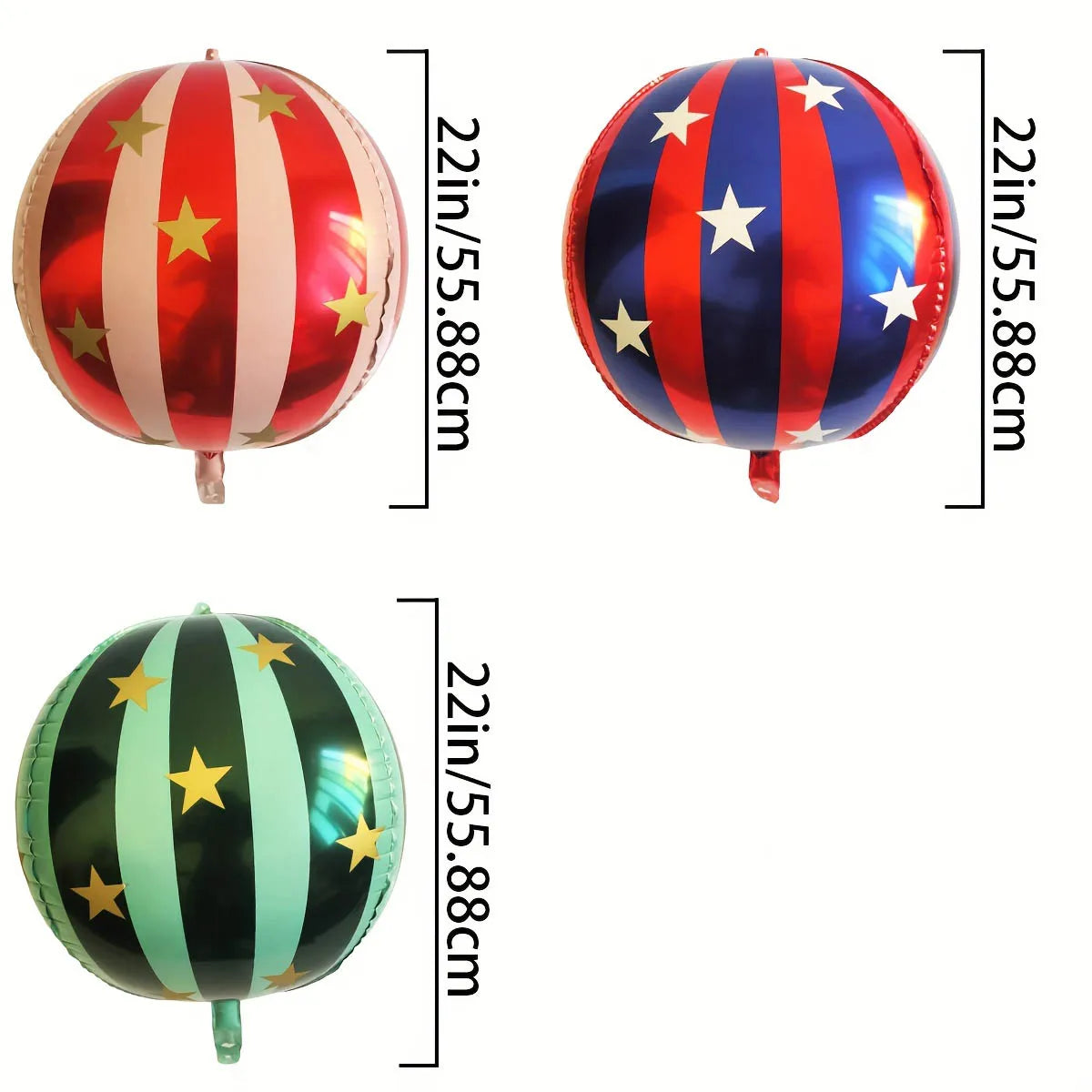 3/6PCS 22inch Striped Star Foil Balloon Home Decoration Balloons KTV Mall School Wedding Christmas Decoration Balloons DIY Gifts