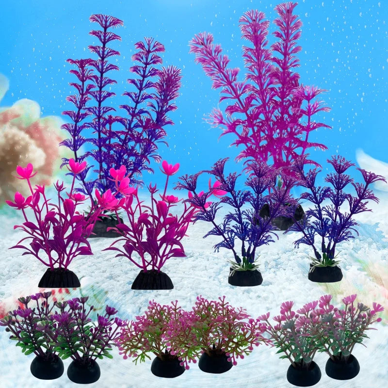 12PCS Artificial Aquarium Decor Plants Water Weeds Ornament Aquatic Plant Fish Tank Grass Decoration Accessories